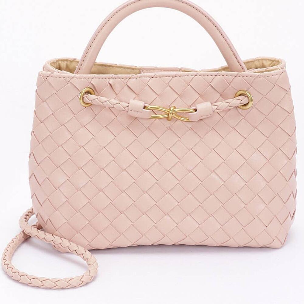 Braided Vegan Leather Top Handle Bag Blush Pink